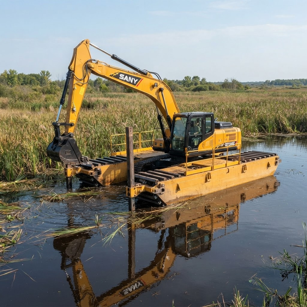 SANY Amphibious Excavator (Pontoon Undercarriage)